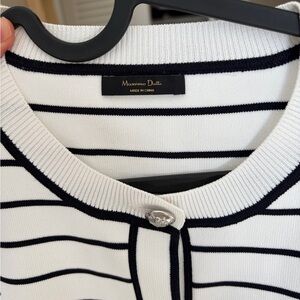 Massimo Dutti Women's Black and White Striped Cardigan